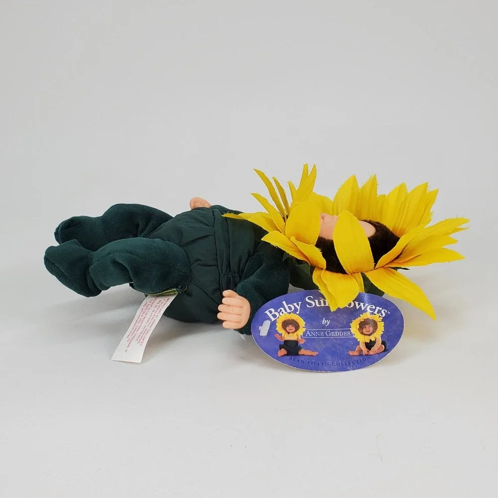 Anne Geddes Baby Sunflowers Plush Bean Filled Collection Doll 1999 Unimax 9 inch